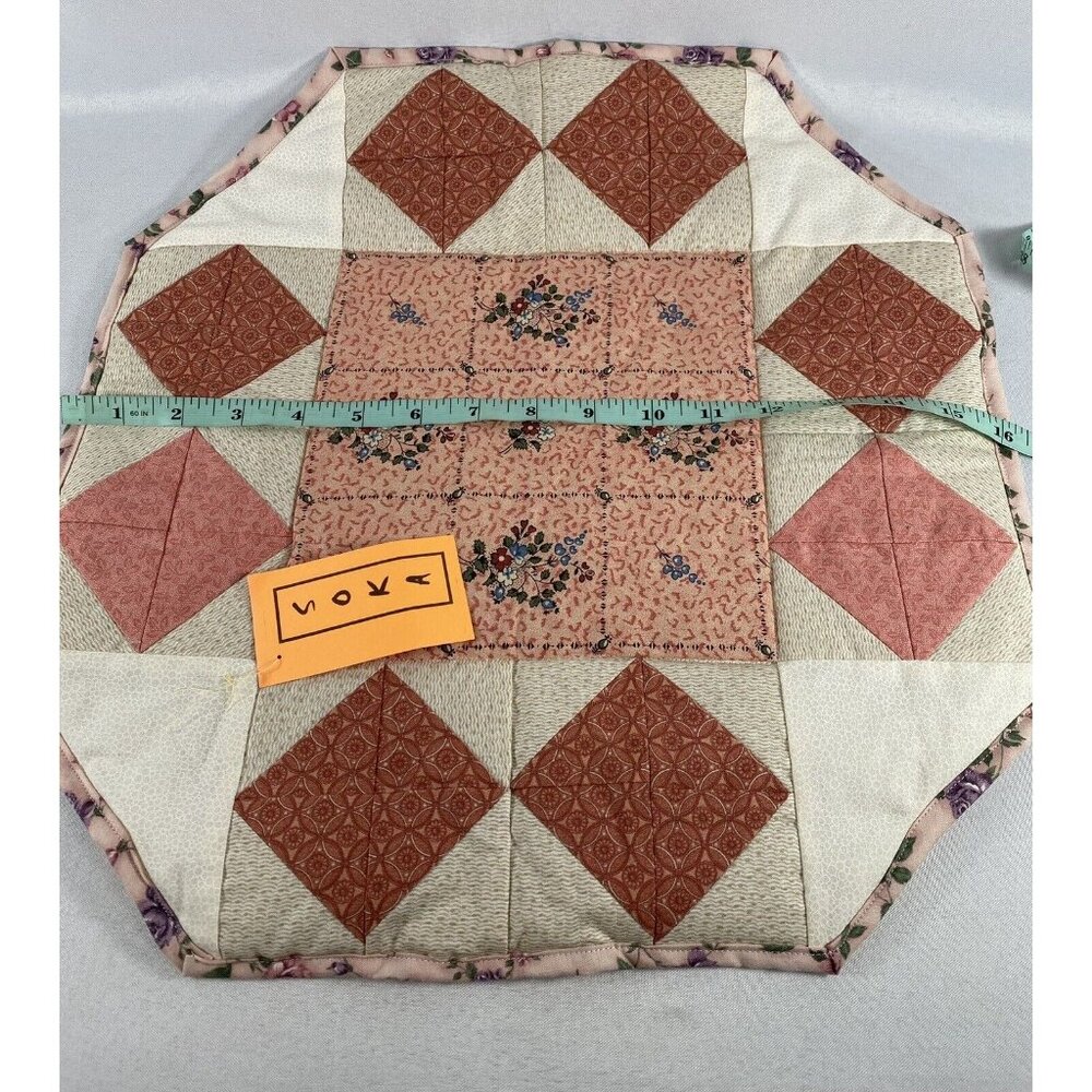 SOKA Centerpiece Mat Placemat Handmade Patchwork NEW Peach Floral Vintage Look - Picture 9 of 9
